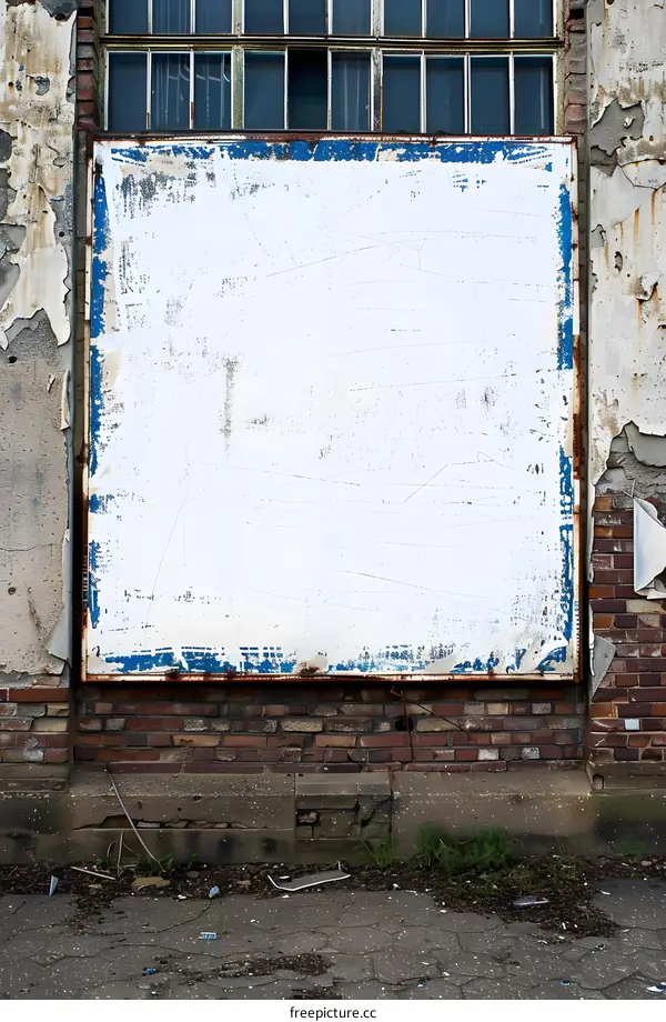 Old Brick Building with White Blank Sign