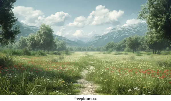 Countryside with mountains in the distance