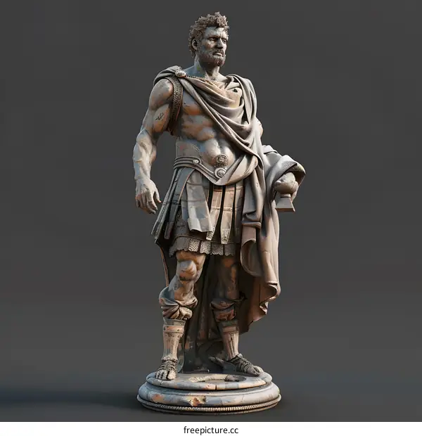 roman emperor statue 3d render