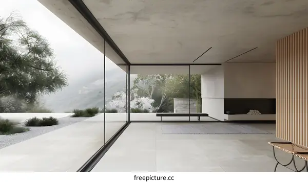 Modern Minimalist Home Interior Design With Mountain View