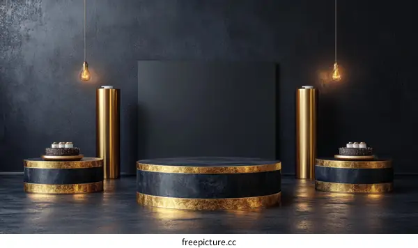 Luxury Dark Gold Product Display Platform