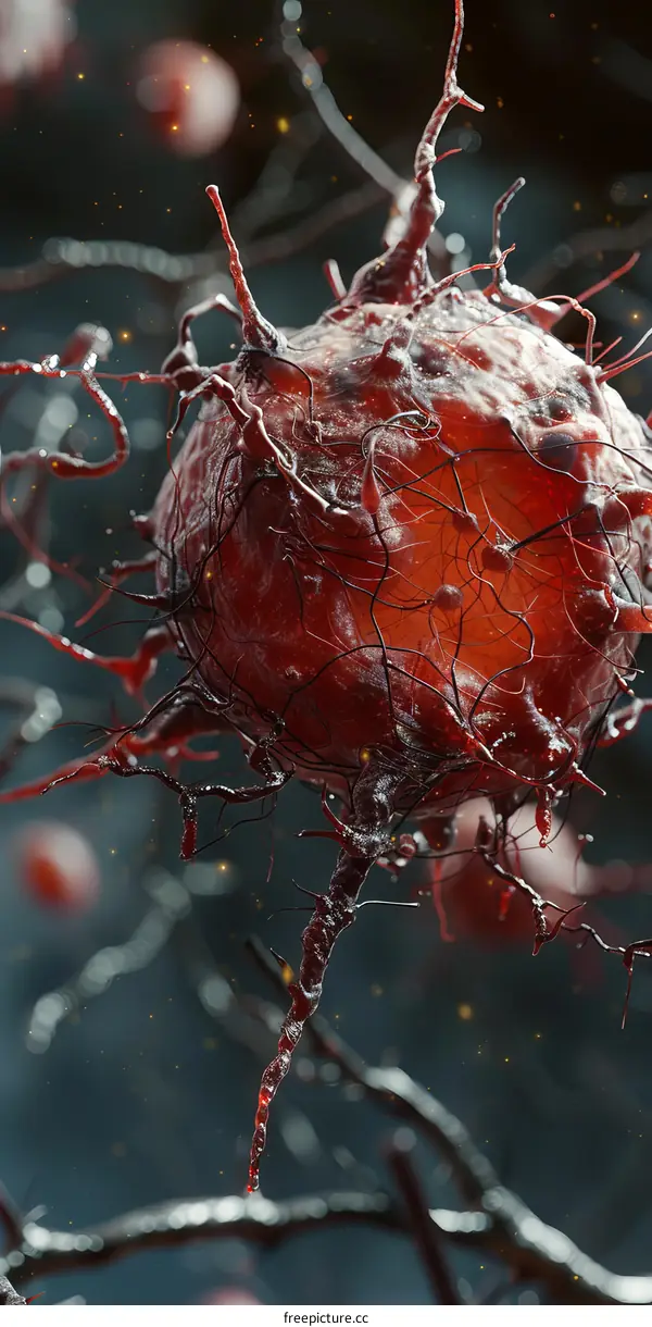 3D Illustration of a Cancer Cell: Biology, Medicine, Science
