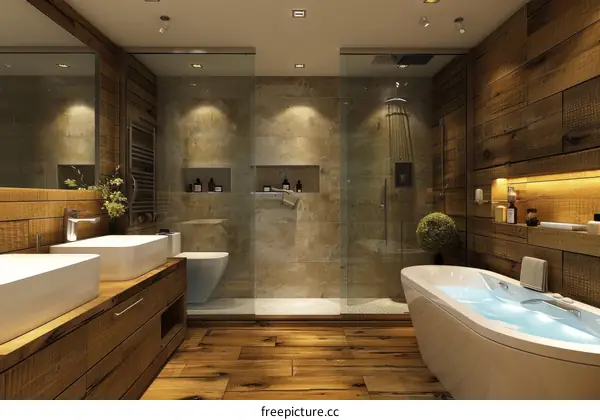 Stylish Bathroom Interior With Bathtub