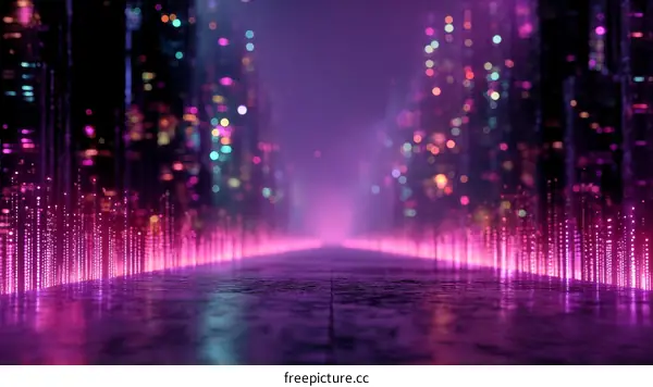 Cyberpunk City Neon Alleyway Futuristic