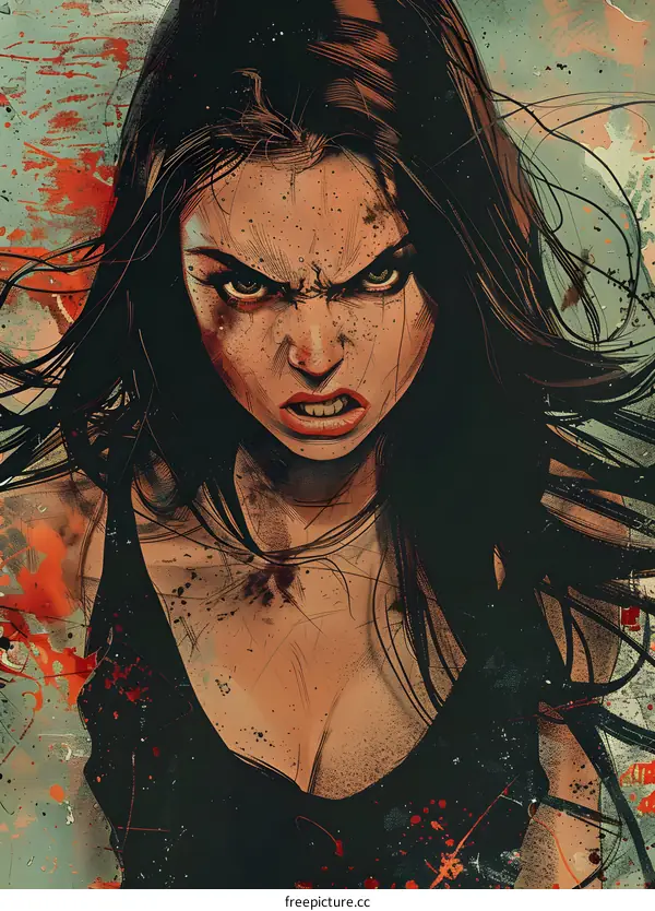 portrait of a fierce looking woman