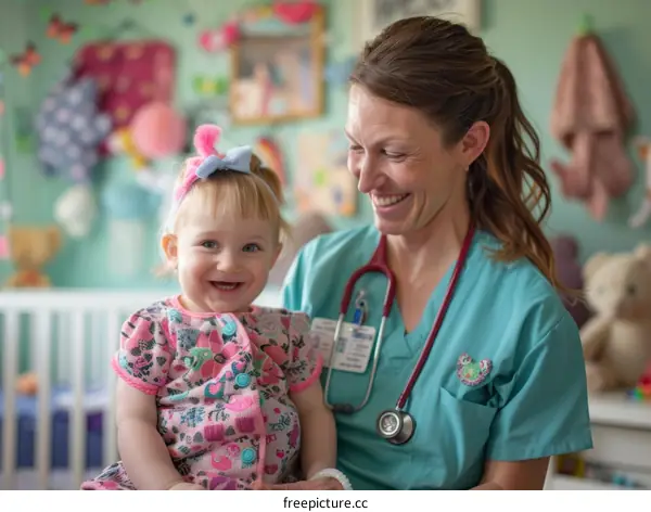Toddler smiling at doctor during checkup