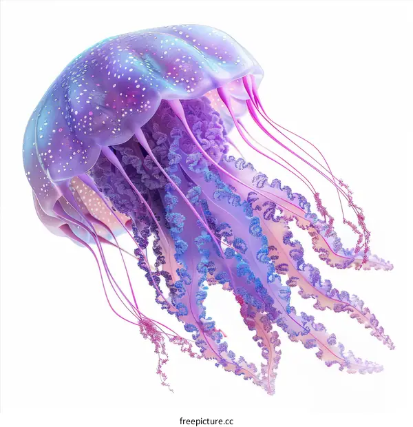 purple jellyfish with blue and pink tentacles