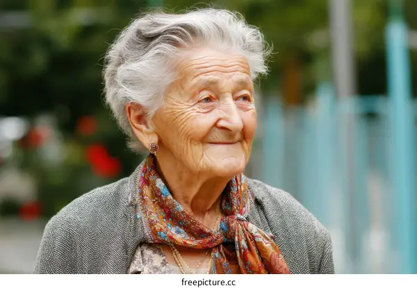 Portrait of a Smiling Senior Woman Outdoors