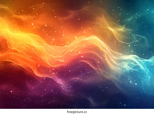 Abstract Neon Waves with Glitter Background
