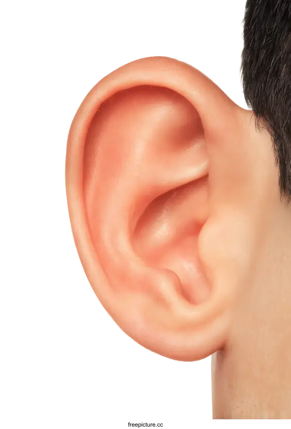 [Transparent Background PNG]Closeup Human Ear Anatomy Detail