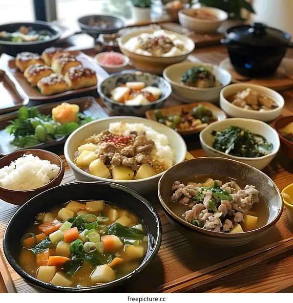 A table full of delicious Japanese food