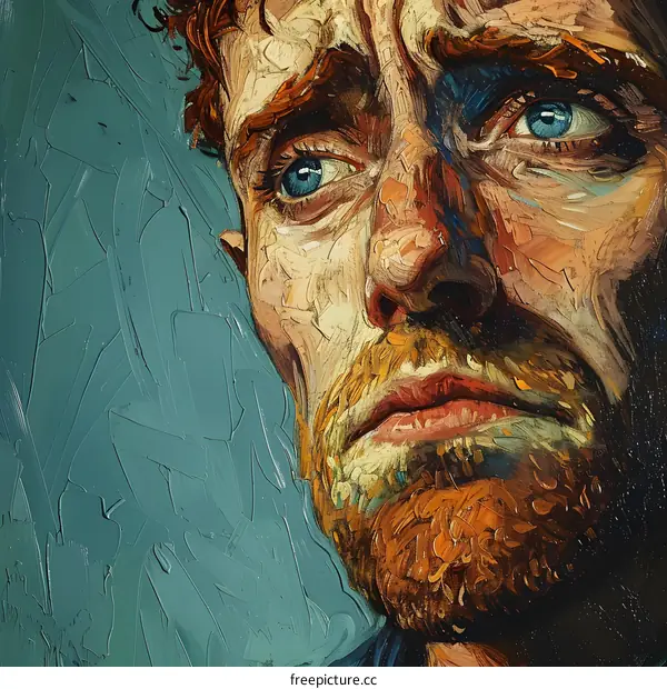 Portrait of a man with red hair and blue eyes