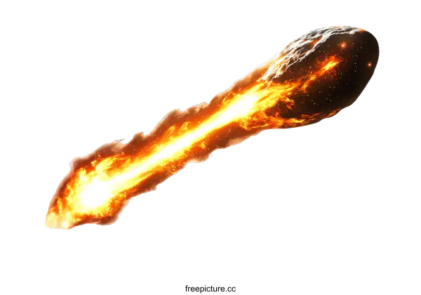[Transparent Background PNG]Fiery Meteoroid Entering Atmosphere