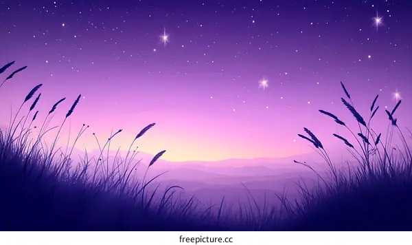 Night Sky Over a Hillside Meadow