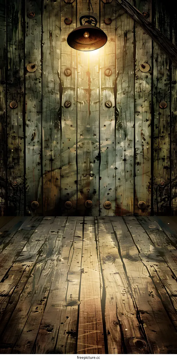 Rustic Wooden Background with Vintage Light Fixture