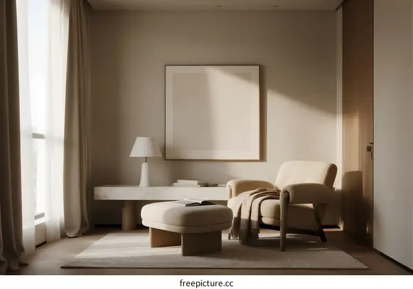 Minimalist Living Room with Neutral Tones and Natural Light