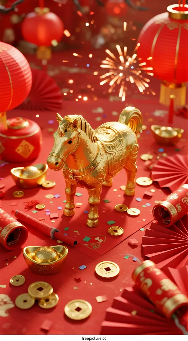 Golden Horse Decoration for Chinese New Year Celebration