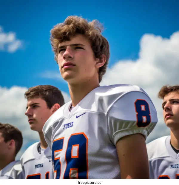 High school football players posing for a photo