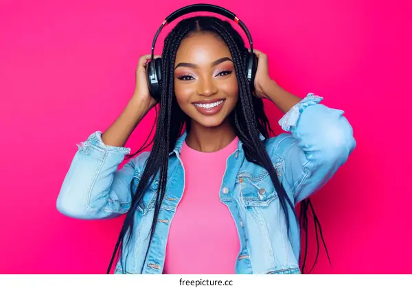 Young Woman Wearing Headphones Smiling
