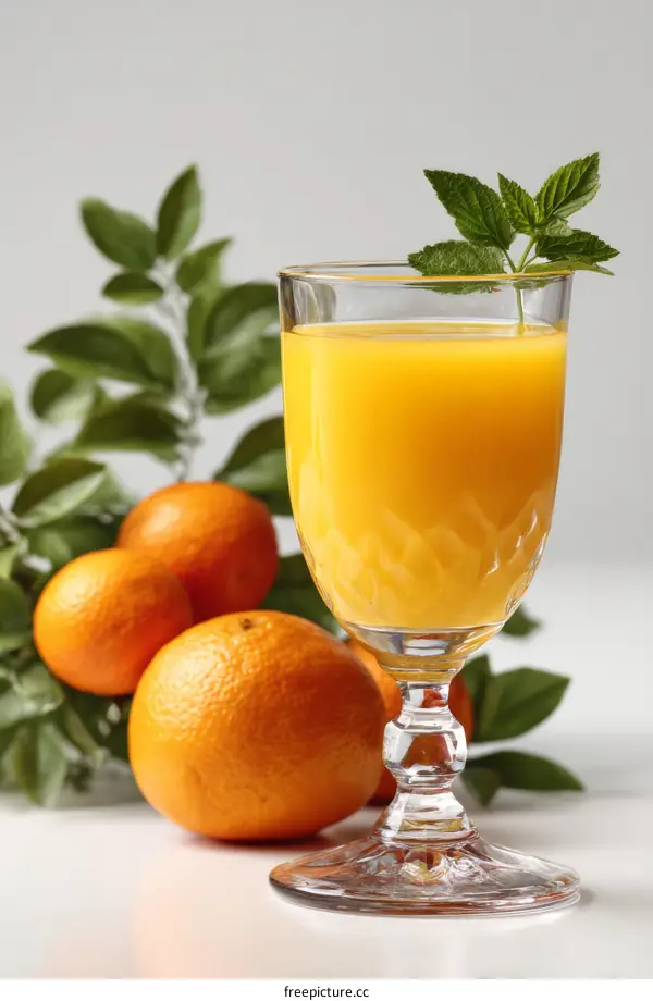 Orange Juice in a Glass with Mandarin Oranges