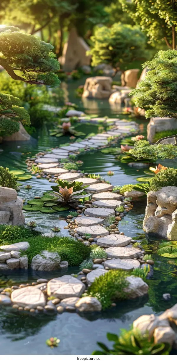 Serene Stepping Stones Amidst Tranquil Nature