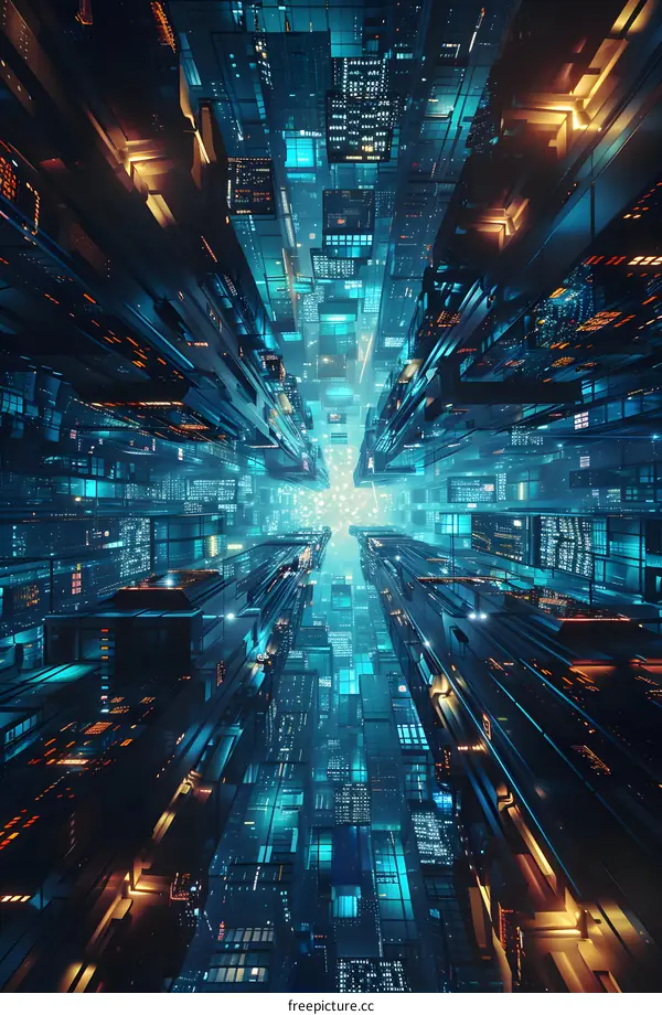 Futuristic Cityscape with Neon Lights
