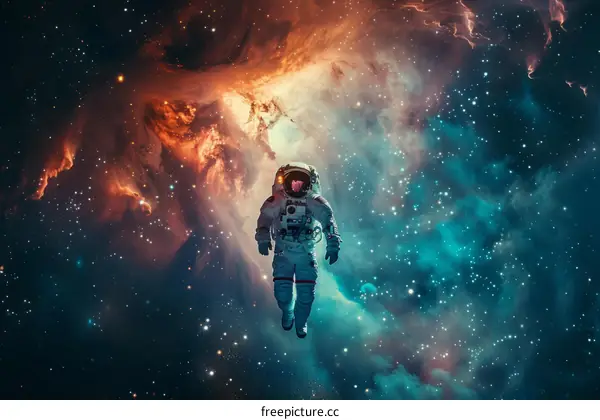Astronaut in a Colorful Nebula