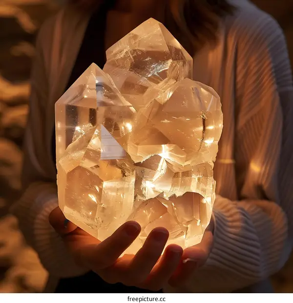 Large Crystal Holding in Hand