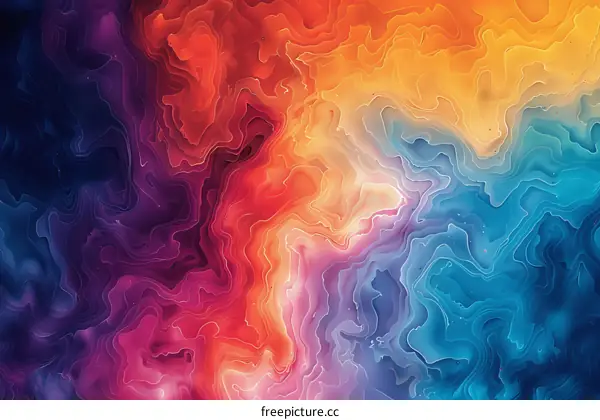 Captivating Abstract Painting with Vibrant Hues and Dynamic Forms