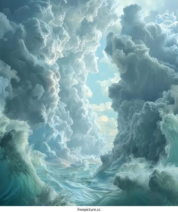 Large Storm Clouds Gather Over Rough Ocean Waters