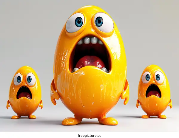 Three yellow cartoon characters with shocked expressions on their faces