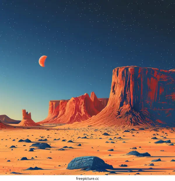 Red Moon Desert Landscape