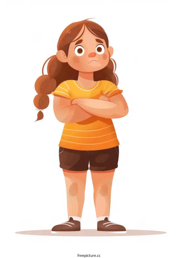 Little Girl Standing with Arms Crossed