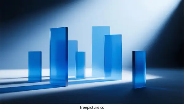 Blue Transparent Glass Blocks Arranged in Abstract Form