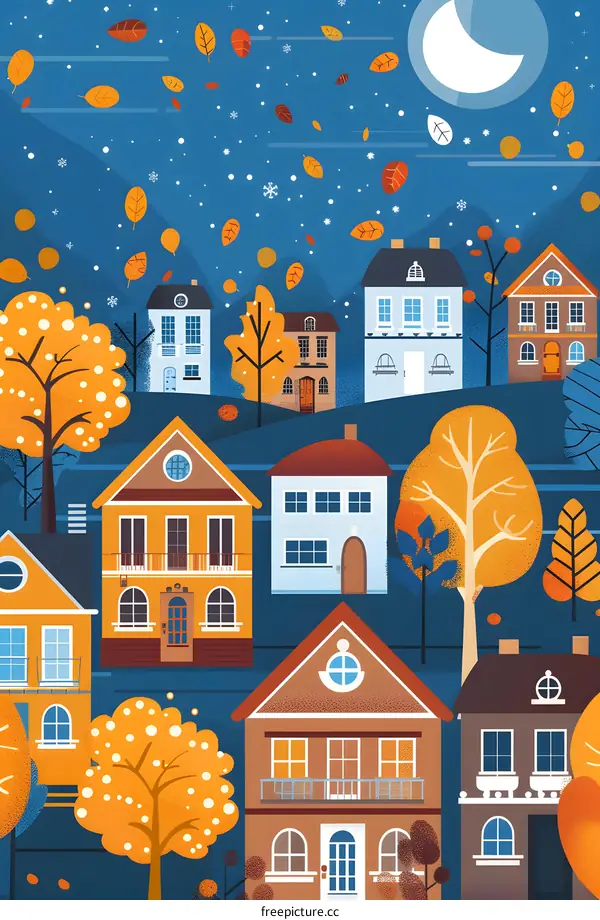 Autumn Night in a Small Town