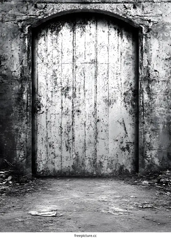 Old Wooden Door with Stone Archway