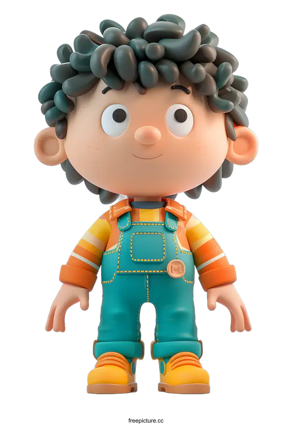 [Transparent Background PNG]3D rendering of a cute cartoon boy
