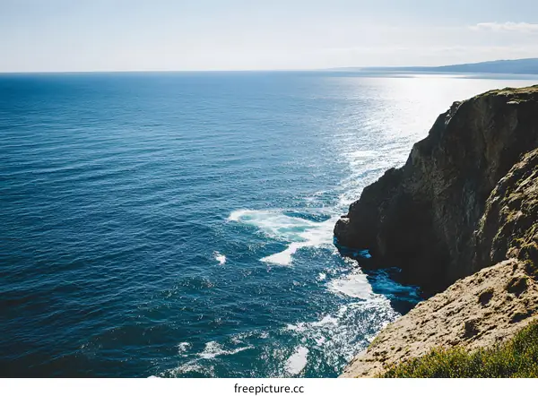 Blue Ocean Water And Cliff Coastline