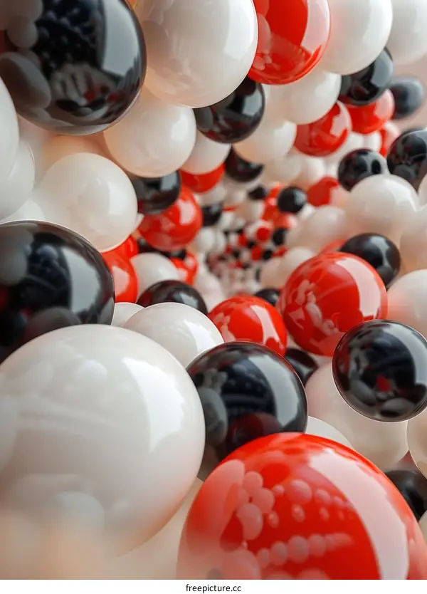 Red, White, and Black Spheres