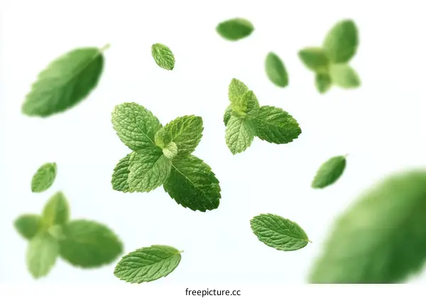 Fresh Mint Leaves in Motion