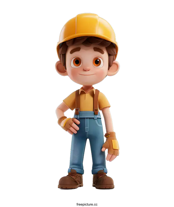 [Transparent Background PNG]Smiling Cartoon Construction Worker