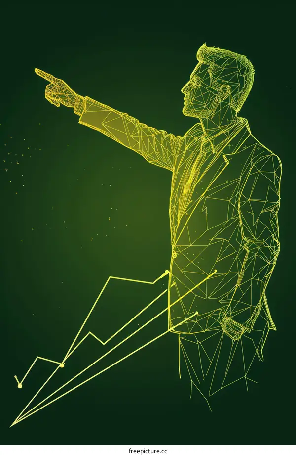 Businessman pointing at a graph showing growth