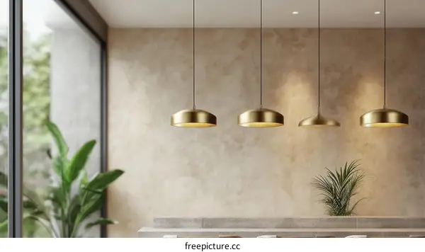 Modern Pendant Lights Against Beige Wall