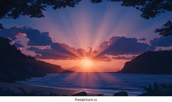 Sunset over Tropical Beach Paradise