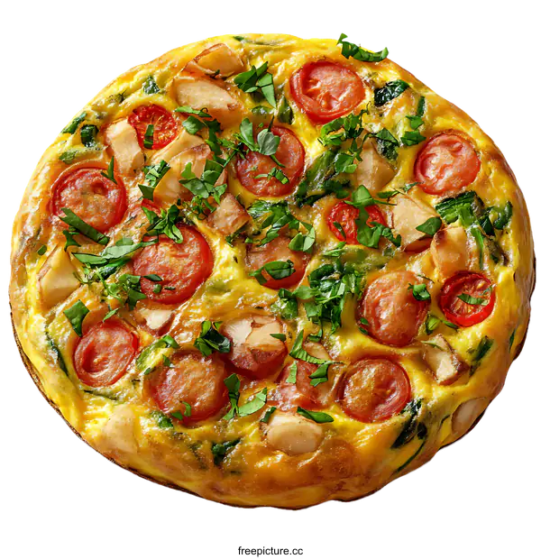 [Transparent Background PNG]Delicious and Colorful Spanish Tortilla with Vegetables