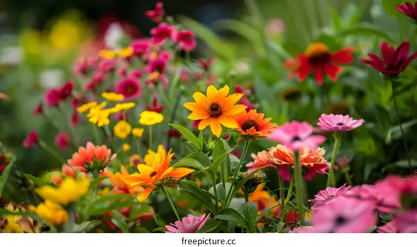 Colorful Flowers in a Garden
