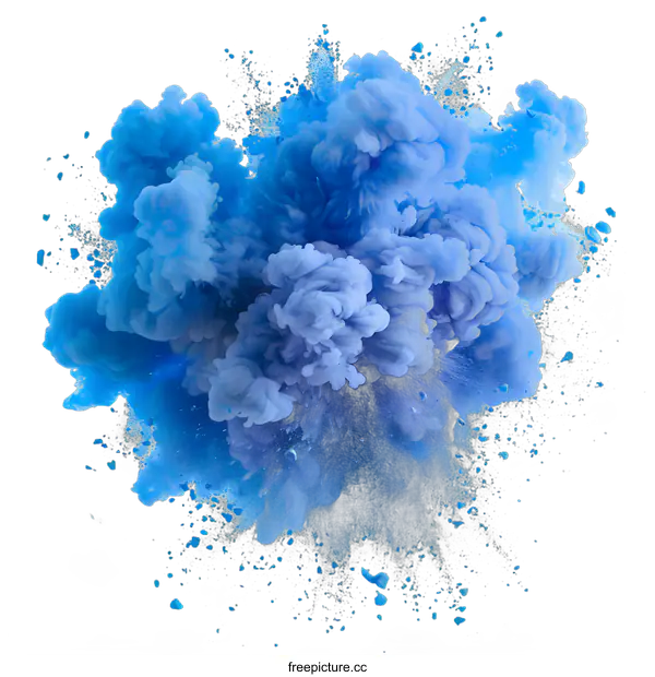 [Transparent Background PNG]Blue Ink Explosion on White Background