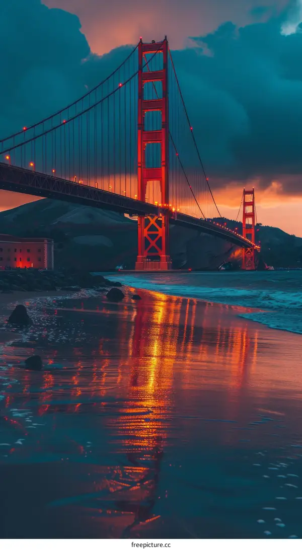 Golden Gate Bridge at sunset in San Francisco