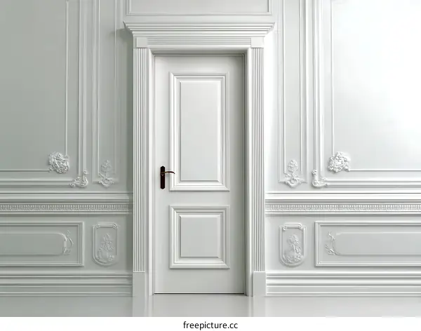 Elegant White Wall Decor with Classic Door