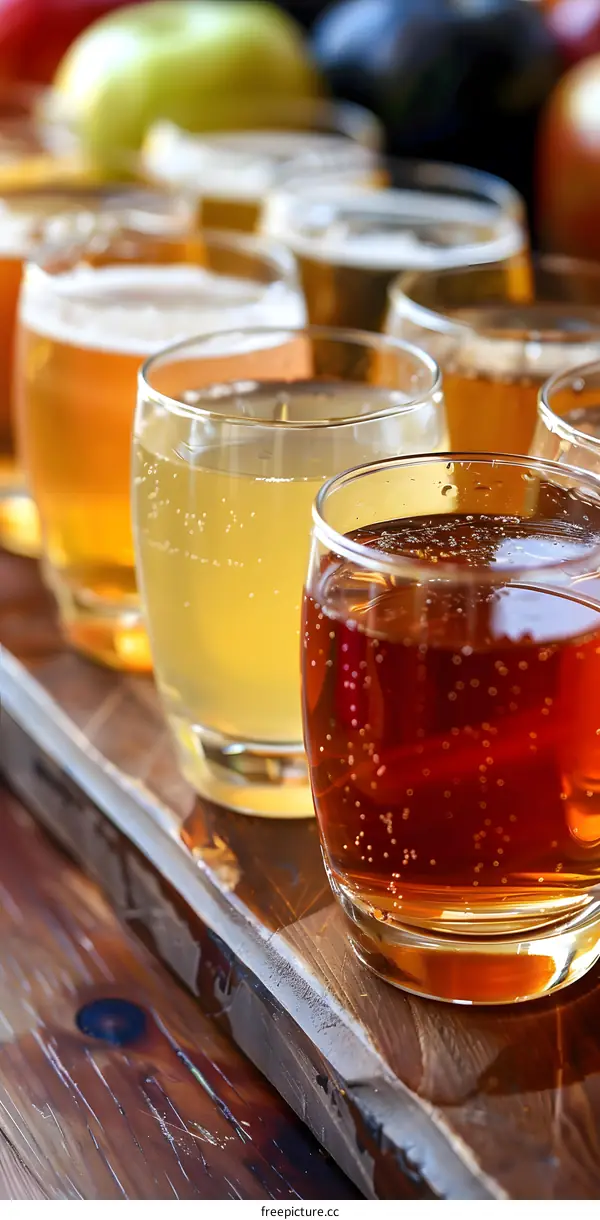 Close up of Glasses with Apple Cider